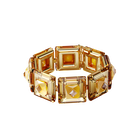 Chroma bracelet, Cushion cut crystals, Yellow, Gold tone plated